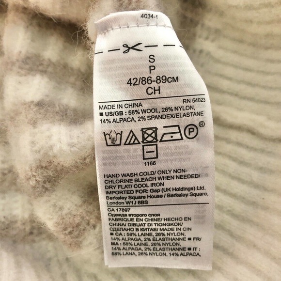 Banana Republic Sweater Striped Italian Wool Turtleneck Small - Picture 4 of 4